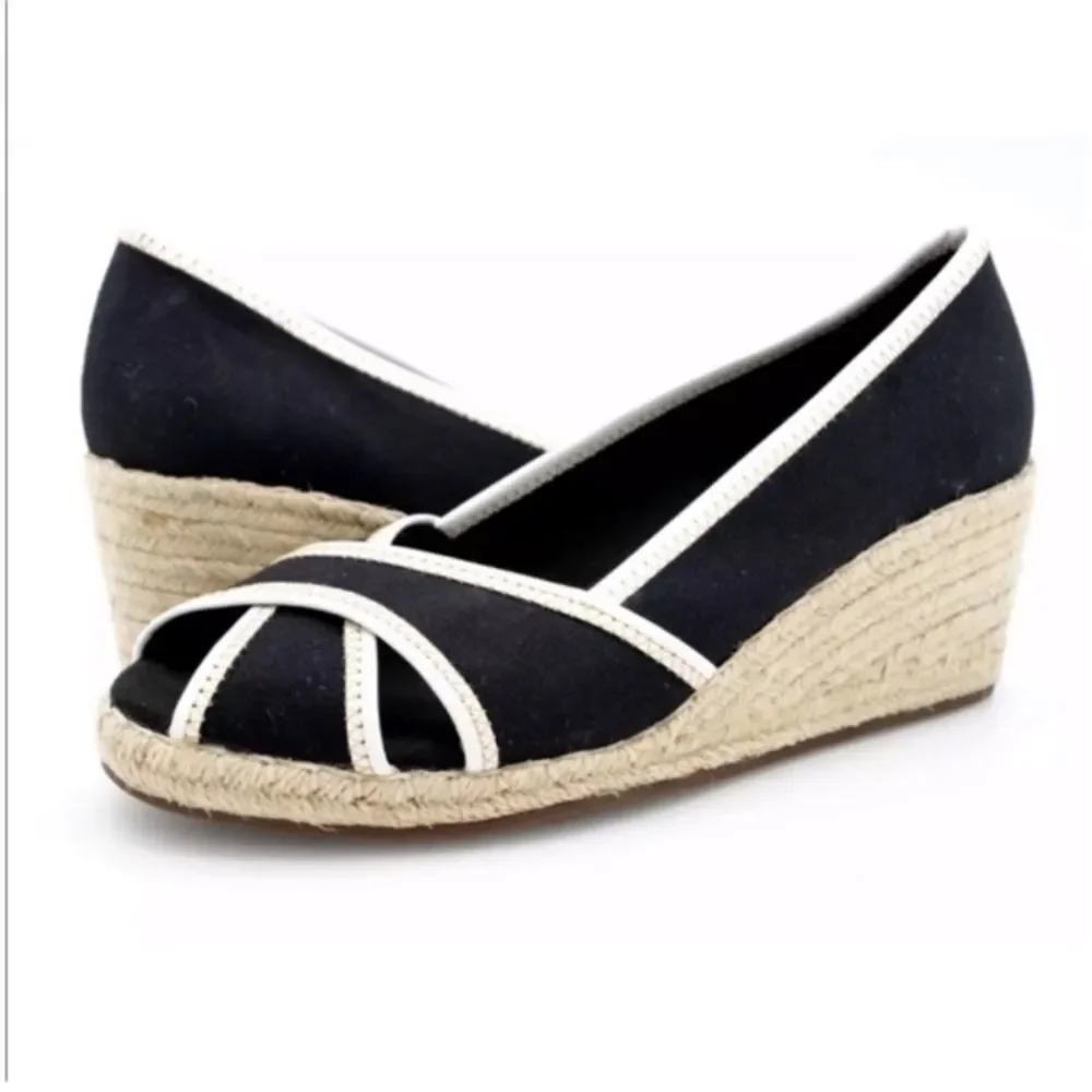 Naturalizer Black and White Espadrille Wedges Size 9.5M